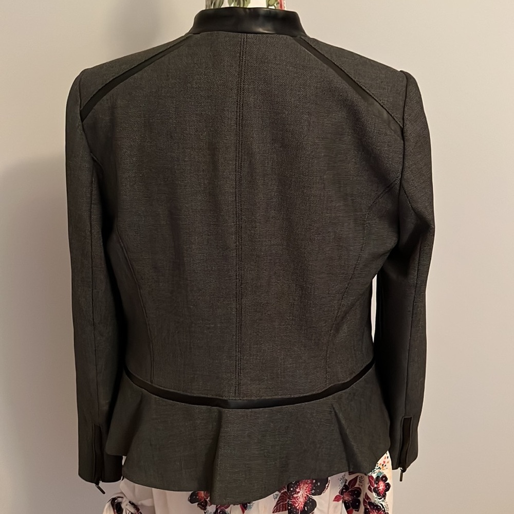 NWT White House Black Market Zip Moto Jacket/Blazer with Faux Leather Trim - Picture 4 of 13